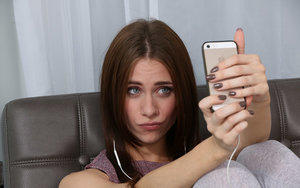 18 year old girl Barbie Bree strips to pink leg warmers in her bedroom